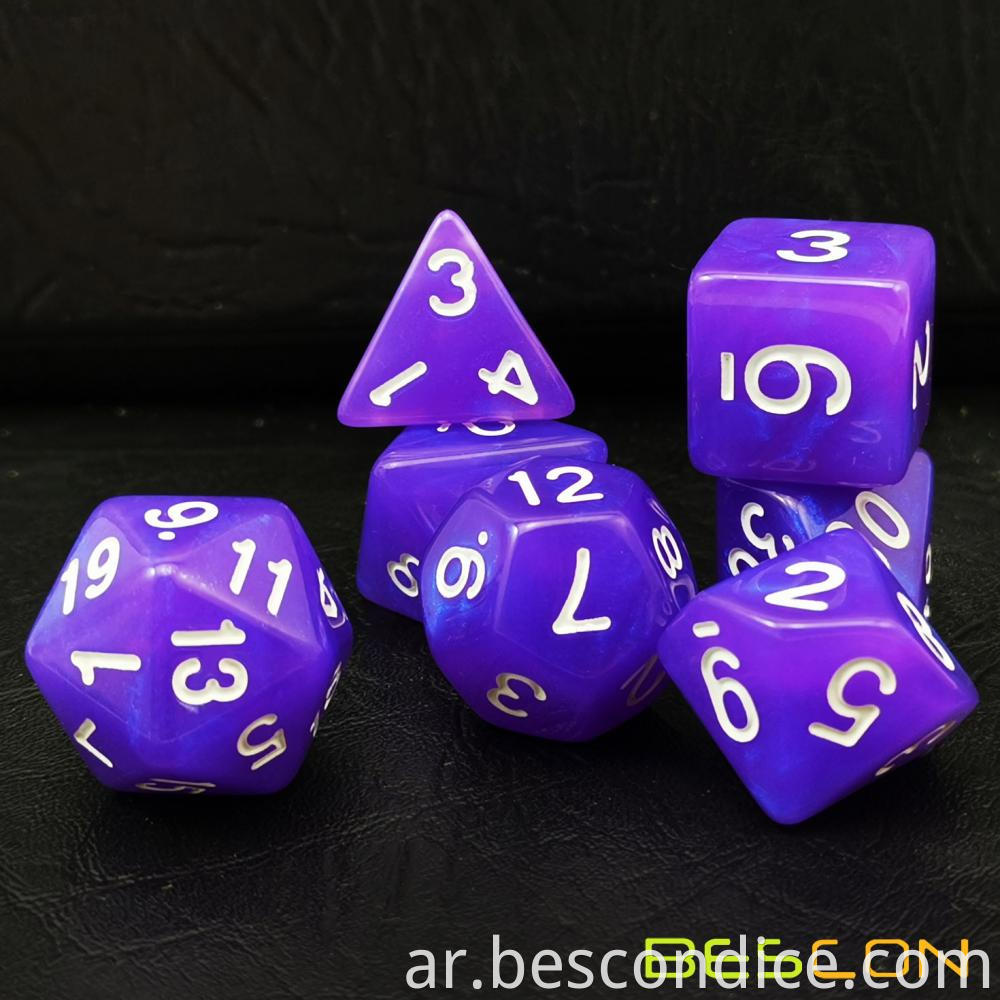 Purple Pearl Moonstone Polyhedral 7pcs Dice Set 1